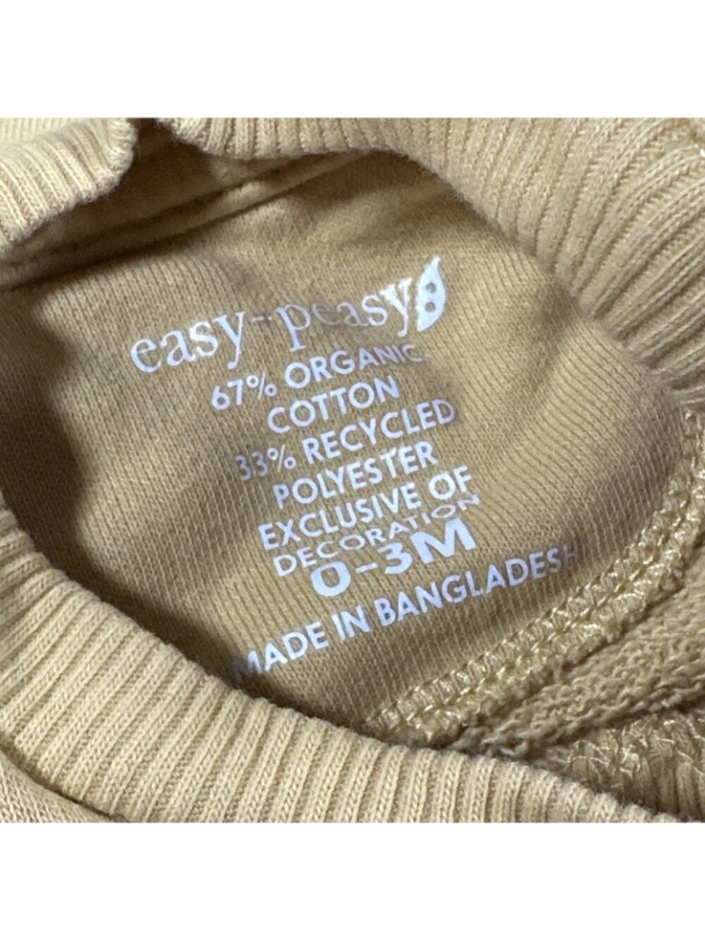 Easy Peasy 0-3 Months Baby Smile Mustard Yellow Gold Sweatshirt - Picture 7 of 7